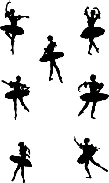 Sieben Balletttänzer — Stockvektor