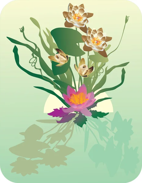 反射白いユリの花束 — ストックベクタ
