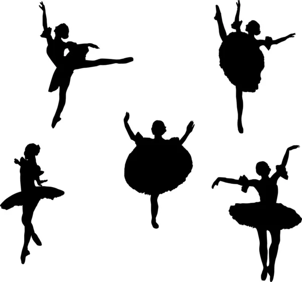 五个芭蕾舞舞者 — 图库矢量图片
