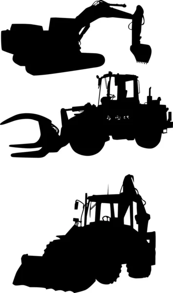 Building machine silhouettes — Stock Vector