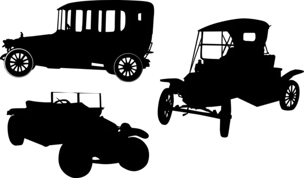 Colección de siluetas de coches retro — Vector de stock