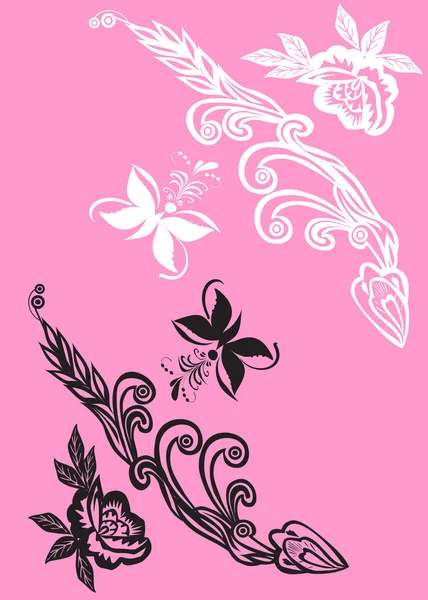 ピンクの黒と白の装飾 — ストックベクタ