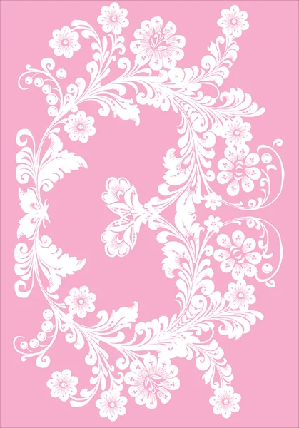 White ornamental design on pink — Stock Vector