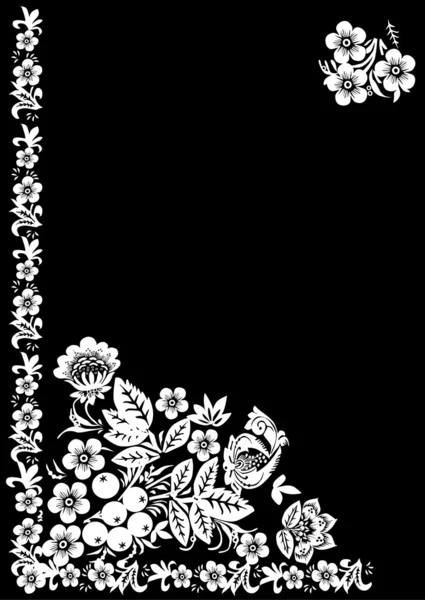 Witte hoek maken bloemen en bessen — Stockvector