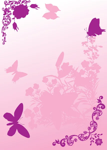Papillons roses sur bouquet — Image vectorielle