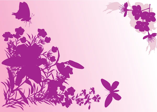 花束にピンクの蝶 — ストックベクタ