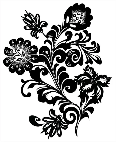 Black conventionalized bouquet — Stock Vector