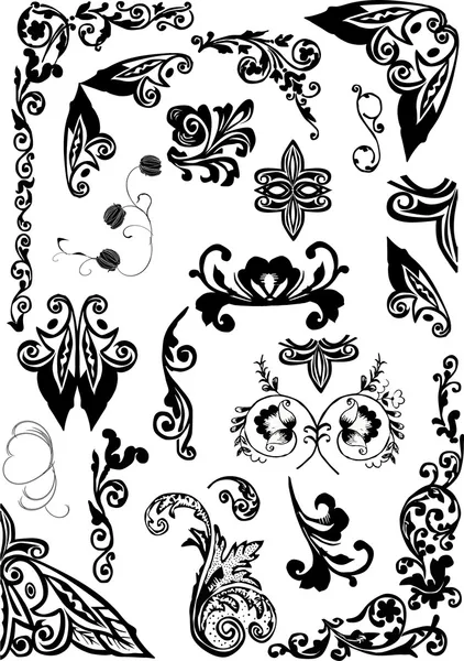 Reihe von Ornamentelementen auf Weiß — Stockvektor