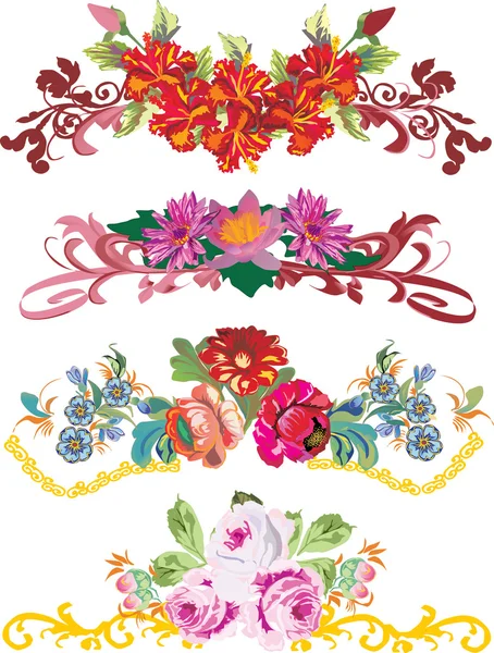 四朵花带 — 图库矢量图片