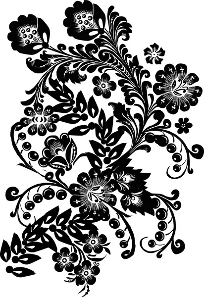 Decorazione sfondo nero con fiori — Vettoriale Stock
