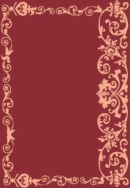 Cadre bouclé rose sur rouge — Image vectorielle