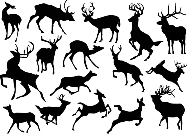 Running deer silhouettes — Stock Vector