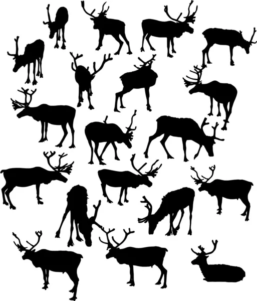 十九个鹿剪影 — 图库矢量图片