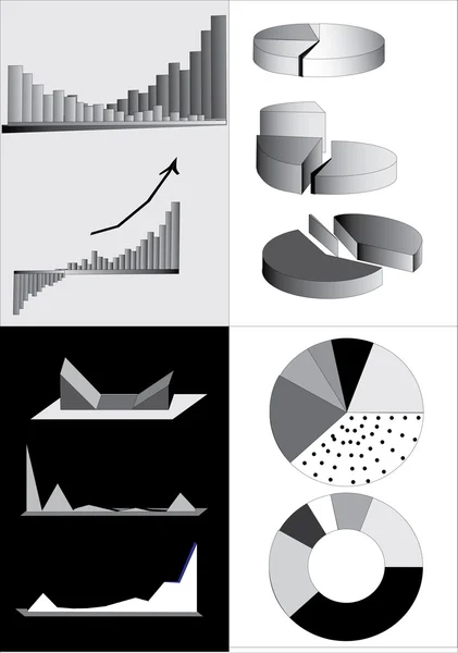 Different grey diagramm set — Stock Vector
