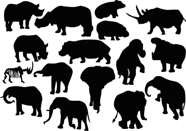 Large animal silhouettes — Stock Vector