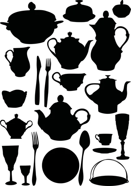 咖啡和茶餐具 — 图库矢量图片