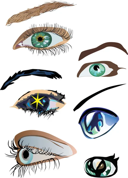Шесть цветных глаз женщины — стоковый вектор
