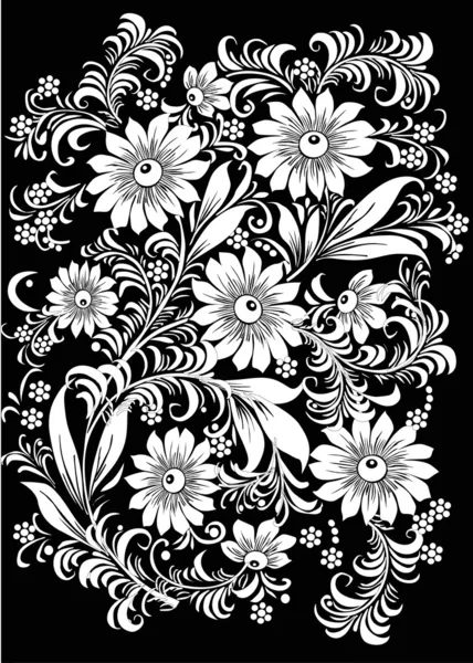 垂直白色分支，大花朵 — 图库矢量图片