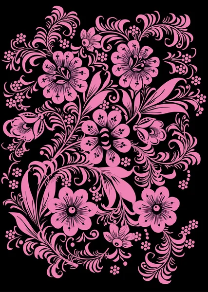 黒とピンクの花の背景 — ストックベクタ
