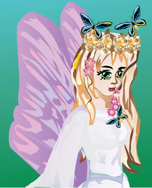 妖精と蝶 — ストックベクタ