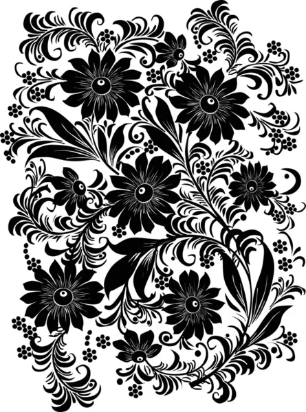 Six black flower background — Stock Vector