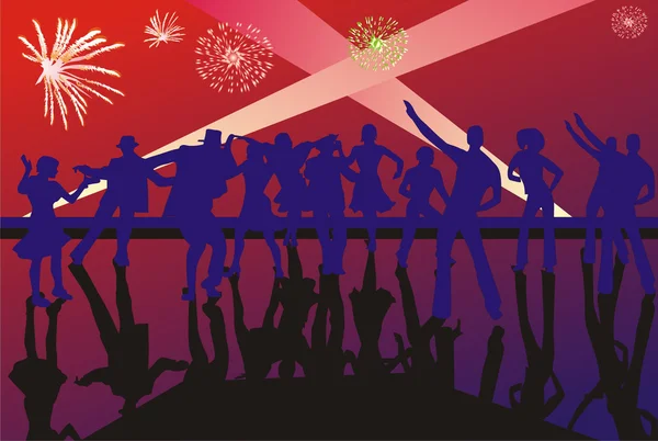 Dancers and firework — Stock Vector