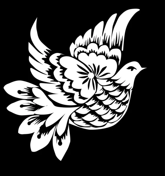 Astratto bianco colomba su nero — Vettoriale Stock