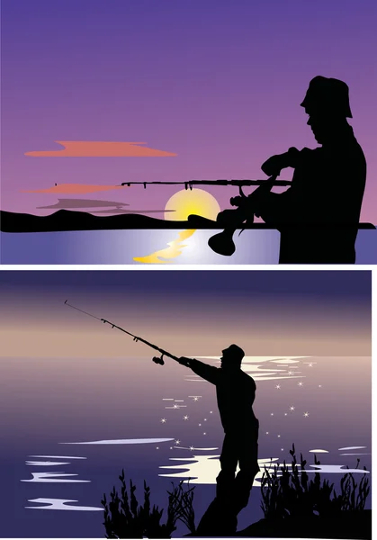 Рыбаки в реках — стоковый вектор