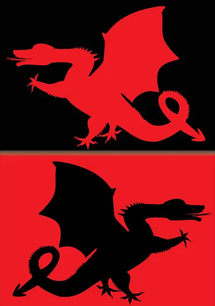 Black and red dragons — Stock Vector