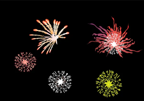 Fireworks on black background — Stock Vector