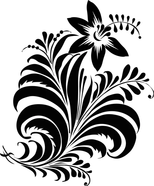 1 つの美しい黒い花 — ストックベクタ