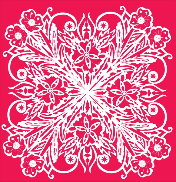 Weiß auf rotem quadratischem Ornament — Stockvektor