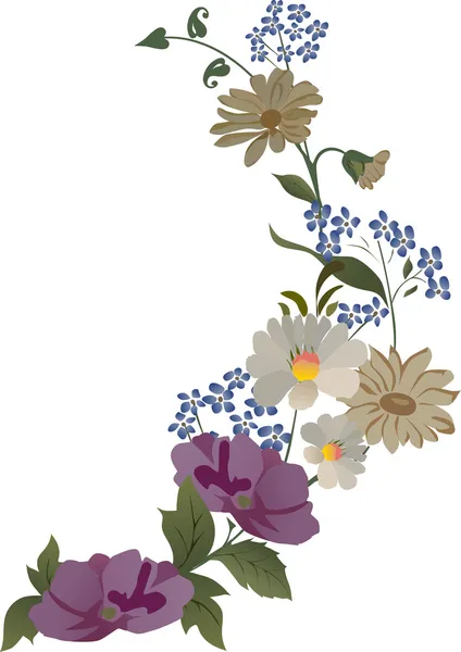 Esquina con flores ligeras — Archivo Imágenes Vectoriales
