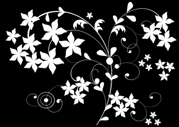Witte eenvoudige silhouetten van bloemen — Stockvector
