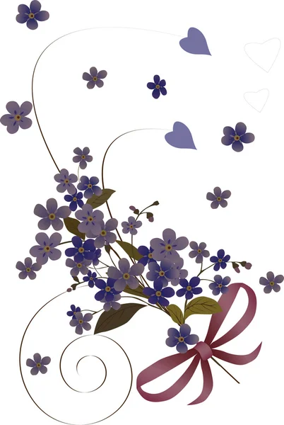 Blue flower bouquet curl — Stock Vector