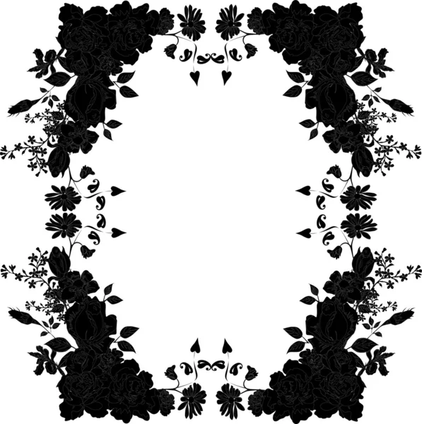 Rose silhouette frame — Stock Vector