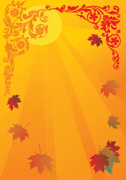 ใบไม้ร่วงและดวงอาทิตย์ — ภาพเวกเตอร์สต็อก