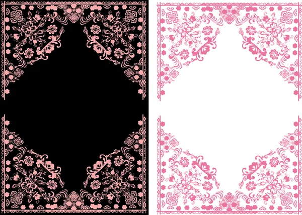 Dwie różowe ramki na czarno-białe — Wektor stockowy