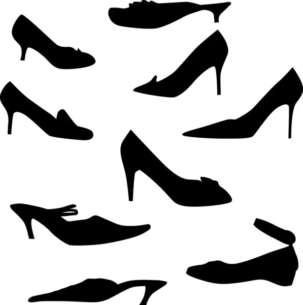 Kadın Ayakkabı siluetleri seti — Stok Vektör