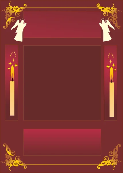 Cadre avec anges et bougies — Image vectorielle