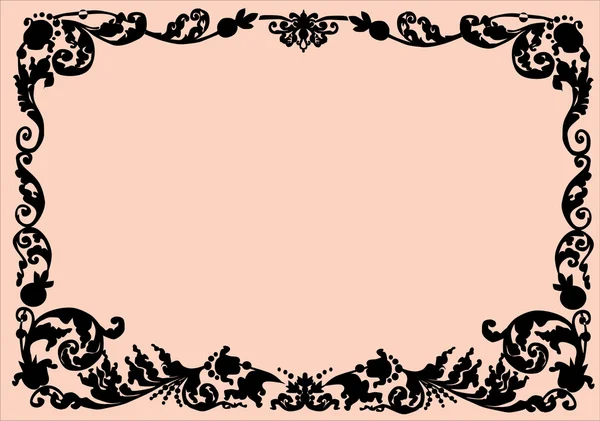 Cadre bouclé noir sur beige — Image vectorielle