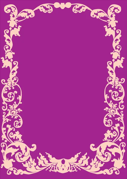 Marco de planta rosa sobre lila — Vector de stock