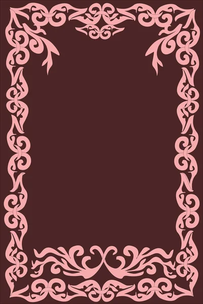Gekrulde roze frame op brown — Stockvector