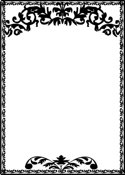 花香和卷曲的黑框 — 图库矢量图片