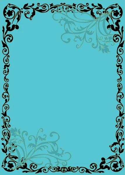 Blue and black floral frame — Stock Vector