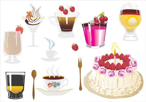 stock vector cake and sweet cocktails