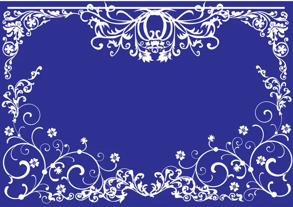 Gorizontal cornice arricciata bianca su blu — Vettoriale Stock