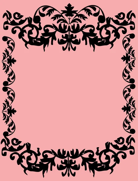 ピンクの葉黒フレーム — ストックベクタ