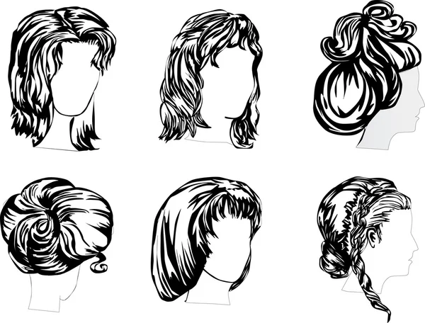 Six hairstyles — Stock Vector