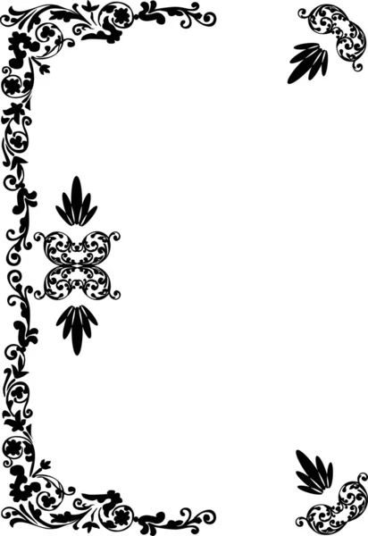 Moldura preta floral assimétrica — Vetor de Stock